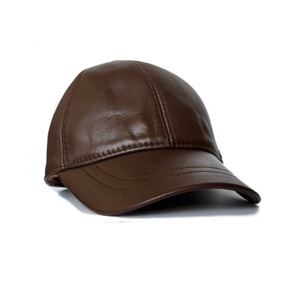 100% Genuine Lambskin Leather Baseball Cap Sports Visor Adjustable - Picture 1 of 7